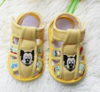 Newborn Baby Shoe Stripe Mickey Mouse Sandals Soft Sole Infant Shoes 0 14M New