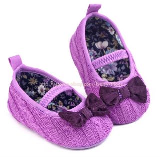 Toddler Baby Girl Bows Yarn Soft Sole Crib Shoes Newborn to 18 Months