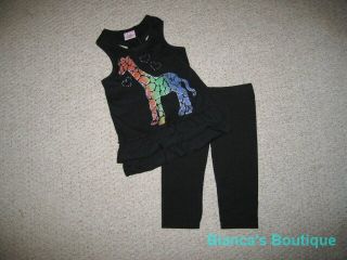 New "Rainbow Giraffe" Capri Pants Girls Clothes 3T Summer Toddler Boutique Kids