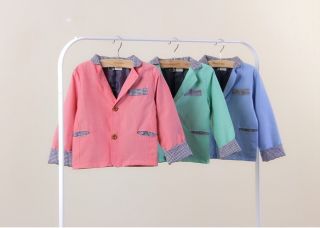 New Toddlers Kids Lattice Collar Formal Small Suit Korean Style Jacket Boys Coat