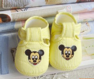 Cute Baby Shoe Warm Yellow Printing Mickey Cotton Cloth Shoes 10 cm Free SHIP