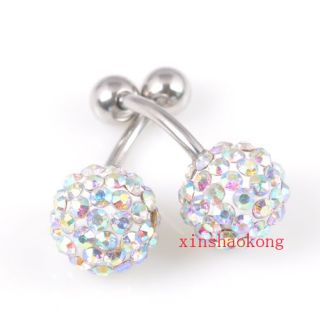 1 10pcs CZ Crystal Navel Belly Button Ring Body Piercing 20 Colors 0009BZ