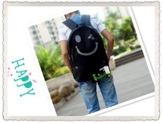 Big Smile Cool Canvas School Book Backpack Fashion Girl Boy Travel Book Bag