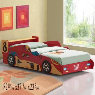 Super Cute Kids Children's Red Racing Race Car Lower Safe Hardwood Twin Play Bed