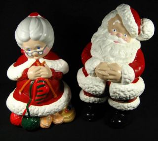 Vtg Atlantic Mold Christmas Large Painted Ceramic Mr Mrs Santa Claus Figurines