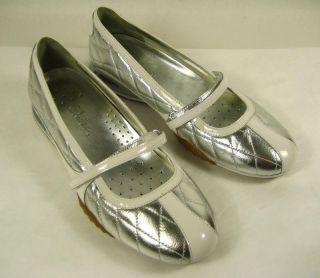 Cole Haan Nike Air Metallic Silver White Mary Jane Flats Shoes Sz 7B
