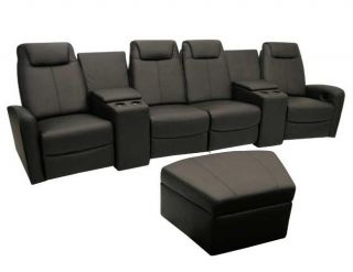 Seatcraft Bella Home Theater Seating 4 Seats 2 Wedges Black 2 Recliner Chairs