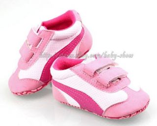Baby Girl Soft Sole Shoes Toddler Pink White Sneaker Size Newborn to 18 Months
