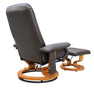 Aosom Office Leather PU TV Recliner Vibrating Massage Chair w Ottoman Brown
