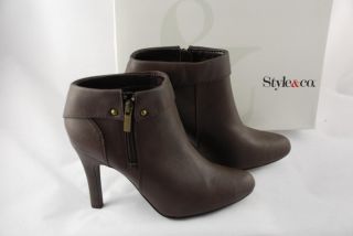 Style Co Olivia Dark Brown Ladies Ankle Boots Shoes Heels Size 7 M New