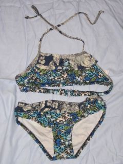 Liberty of London for Target Floral Bikini Swimsuit Girl M 7 8 Ruffle LOL Blue