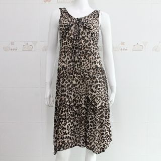 Fashion Women Breathable Cool Sexy Leopard Grain Pajamas Nightgown Dress Skirt