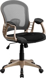 Gray Flexible Mesh Back with Black Fabric Seat Office Desk Task Chairs with Arm