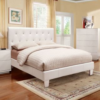 Mantua Modern Style White Finish Leatherette Bed Frame Set