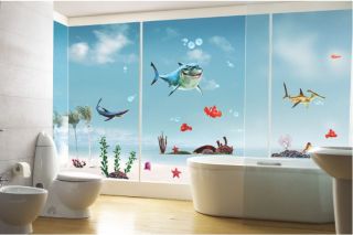 Finding Nemo Sharks Wall Stickers Removable Bathroom Childs Kid Room Home Decor