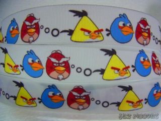 1" inch Cute Angry Bird Printed Grosgrain Ribbon 1 5 10 Yards Available
