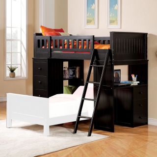 Willoughby Youth Kids Girls Boys Child Twin Loft Bed Ladder Storage Black Finish