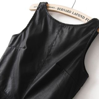 New Womens European Fashion Faux Leather Slim Sexy Vest Black B792