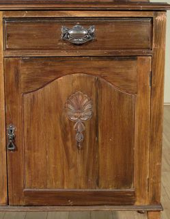 Antique English Walnut Mirrorback Buffet Sideboard Server c1899 F57