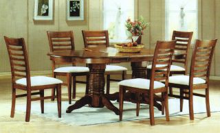 7 Piece Contemporary Mahogany Dining Table Chairs Set