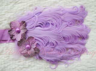 Baby Girl Infant Toddler Peacock Feather Flower Headband Headwear Hair Band Clip