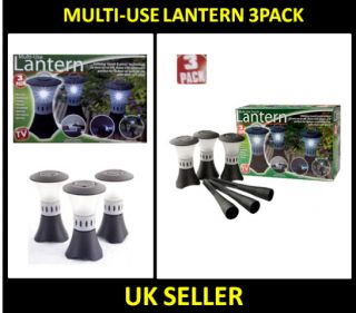 Pack of 3 Multi Use LED Indoor Outdoor Garden Soft Glow Lantern Lamp Post Lights