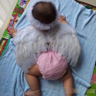 NW Infant Newborn Baby Kids Angel Fairy Wing Ring Costume Photo Prop White BI4U