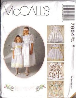 McCalls Sewing Pattern Childrens Formal Spring Clothes Easter Flower Girl