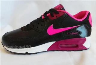 New Nike Air Max 90 2007 GS Womens Girls Trainers Black Pink Foil Rasberry Red