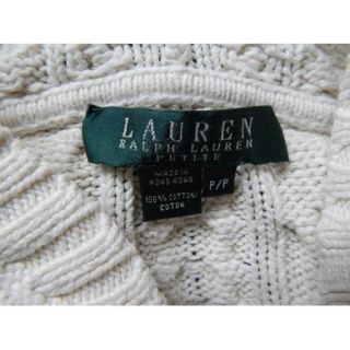 Womens Lauren by Ralph Lauren Ivory Cable Knit Hooded Sweater Wood Button P P VG