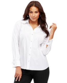 Inc Plus Womens White French Cuff Button Down Stretch Shirt Size 22W
