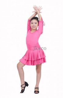 Kid Girl Latin Dance Dress Jive Rumba Child Ballroom Flouncing Dance Costume