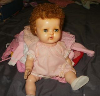 Vintage 1950's 13" American Charater Tiny Tears Baby Doll Clothes Dresses