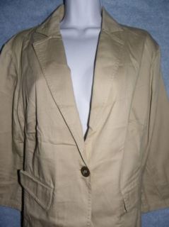 New Women's Plus Size Tan Cotton Blazer Jacket 14 16 18 20 22 24 26 28