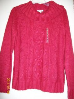 St John's Bay Ladies Wool Blend Cowl Neck Sweater Red M