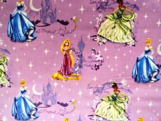 New Disney Princess Fabric BTY Rapunzel Cinderella Tiana Cartoon Children