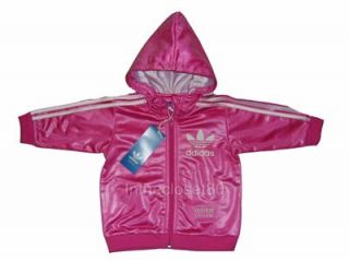 New Adidas Chile 62 Linear Baby Girls Hoody Full Tracksuit Bloom Pink White