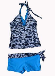 Girl Swimsuit Zebra UPF 50 Swimwear 6 14years Bikini Tankini 2 Pcs Set Swimming