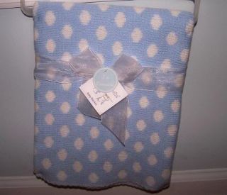 Polka Dot Baby Blue White Knit Blanket Kyle Deena Soft