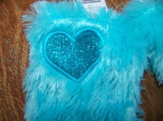 Girls Valentines Day Heart Furry Boot Slippers 8 9