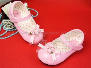 New Pink Flower Kids Toddler Girl Mary Jane Shoes 5 6 7 8