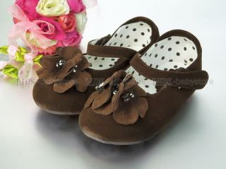 New Kids Girl Flower Brown Mary Jane Shoes Size 5 6 7 8