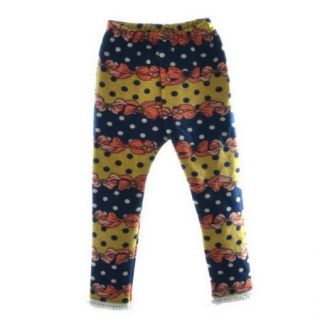 Girls Winter Warm Thick Leggings Fleece Lined Kids Bear Trousers Dot Pants 3 8Y