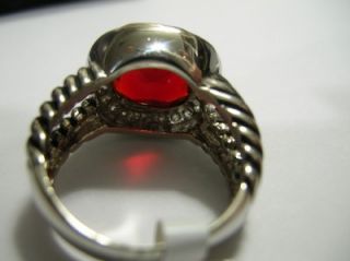 8 Carat Ruby Red in Cable Style Band Women's Ring Sizes 5 6 9 10