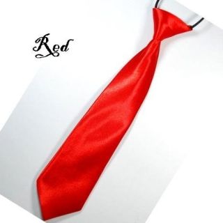 Boys Kids Toddler School Tie Elastic Necktie Black Red Blue Silver Purple White