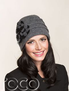 Ladies Womens Grey Black Floral Fashion Beanie Cap Hat Ski Outdoor Winter Hat