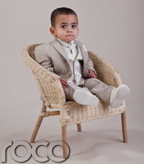 Baby Boys Biscuit Suit Beige and Ivory Wedding Prom Pageboy Suits Age 0M 15yrs