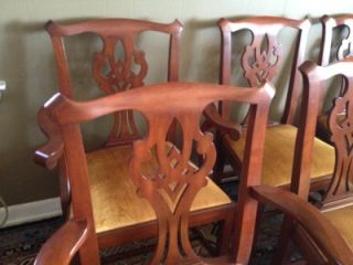 Set Eight Henkel Harris Solid Cherry Chippendale Dining Chairs