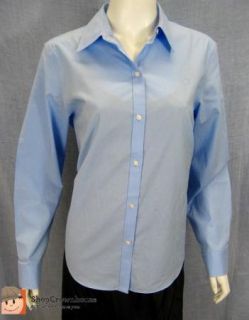 Womens Ralph Lauren Button Down Blue Business Career Dress Shirt Sz L Blouse L48