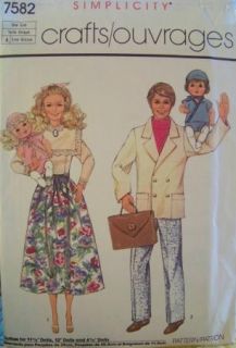 Vtg 1986 Simplicity 7582 Doll Clothes Pattern Barbie Ken Happy Family Toddler FF
